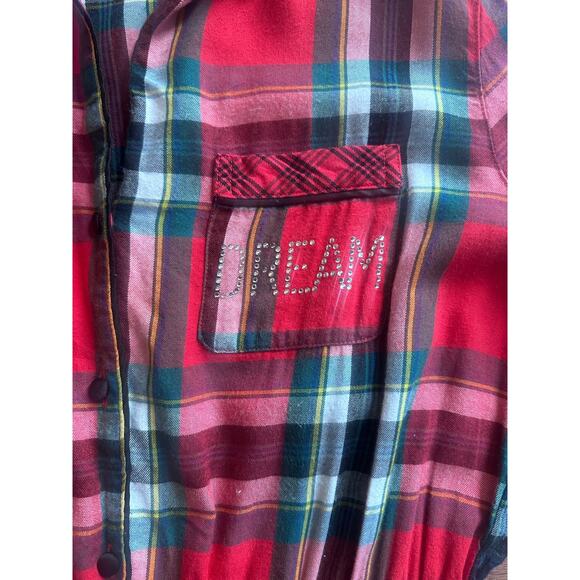 Victoria Secret Sleep Romper Plaid Red DREAM Small - Picture 2 of 10